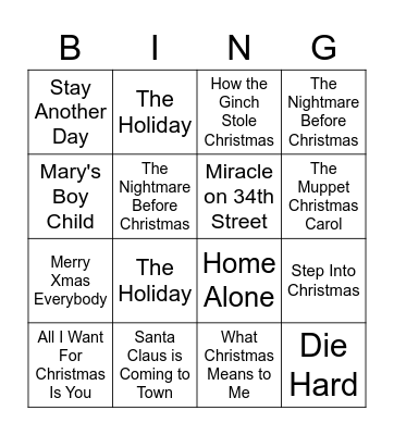 Xmas Bingo! Bingo Card