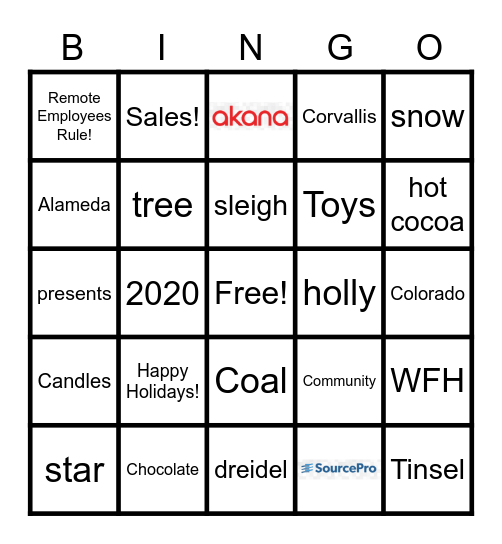 2020 PERFORCE HOLIDAY PARTY Bingo Card
