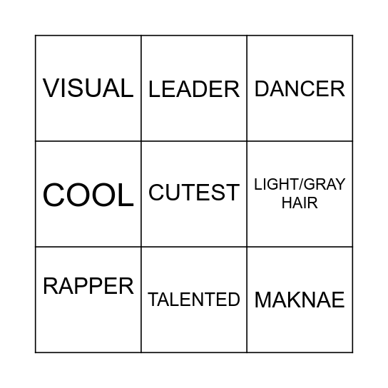 JULIAS TYPE Bingo Card