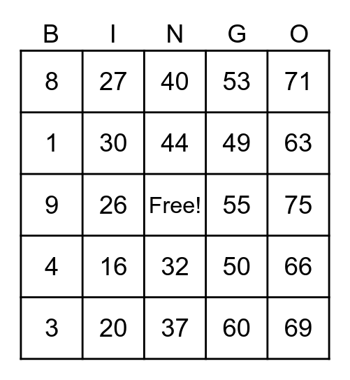 Jerica Lontoc Bingo Card