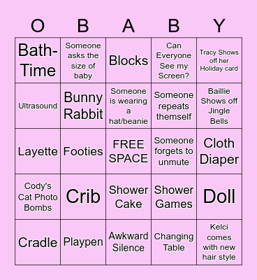 Emily's OBABY BINGO GAME Bingo Card