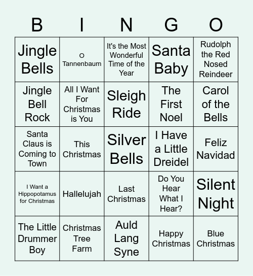 HOLIDAY MUSIC BINGO Card