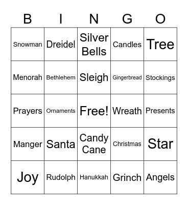 Christmas Day Bingo Card