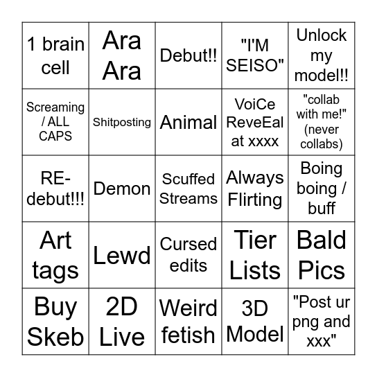 VTuber Bingo Card