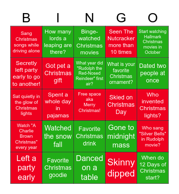 Christmas 2020 bingo Card
