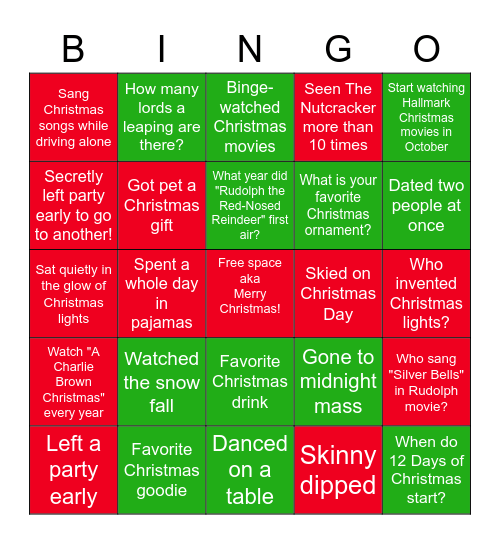 Christmas 2020 bingo Card