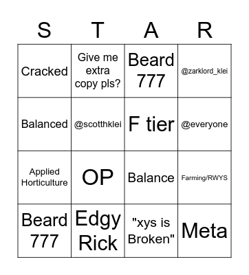 #dont-starve-together hot topic bingo Card