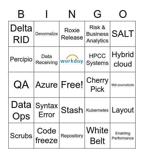 Holiday Lunch Bingo Card