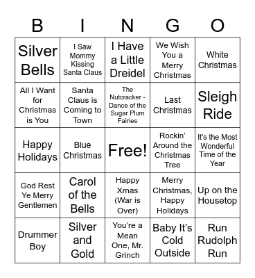 Holiday Party Extravaganza Song Bingo Card