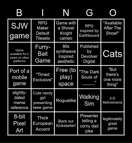 Nintendo Direct Bingo! Bingo Card