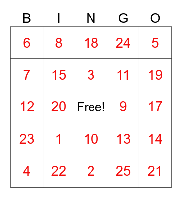 Winter BINGO Card