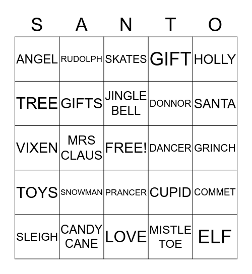 SANTA BINGO Card