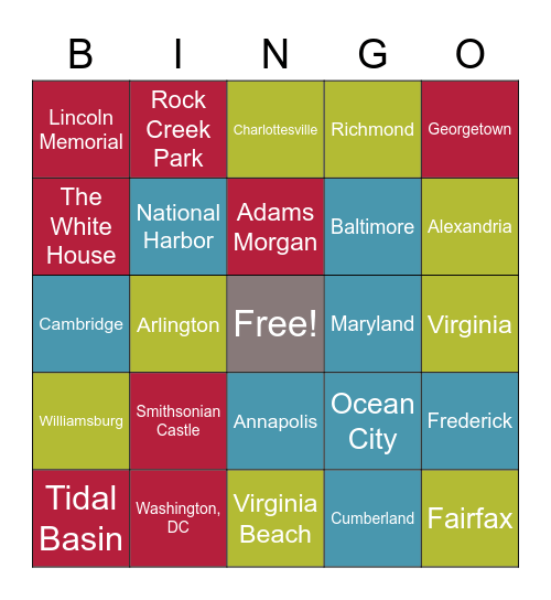 Capital Region USA Bingo Card