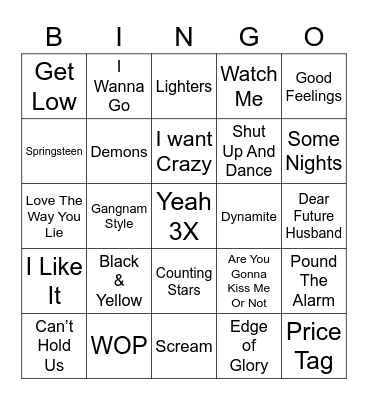 2010’s Party Mix Vol. 2 Bingo Card