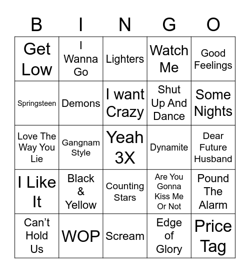 2010’s Party Mix Vol. 2 Bingo Card