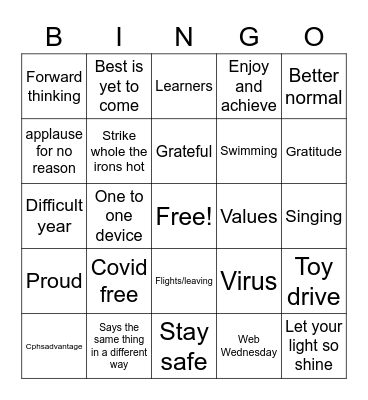 Winter wonderful awards Bingo Card