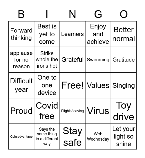 Winter wonderful awards Bingo Card