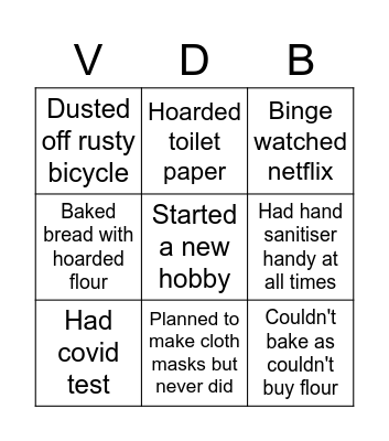 Covid Bingo Card