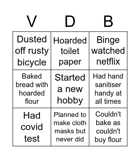 Covid Bingo Card