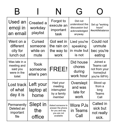 office speak bingo