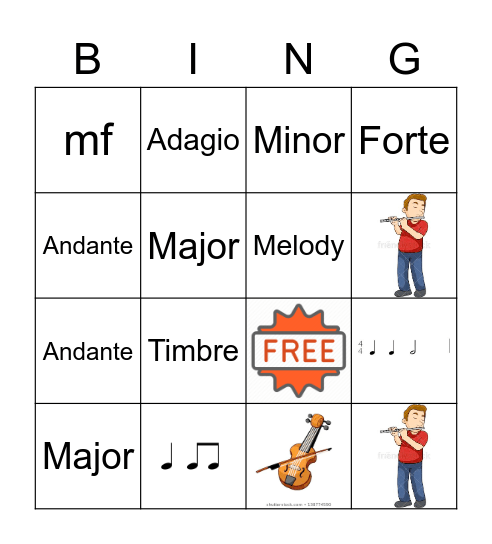 Music Bingo Card