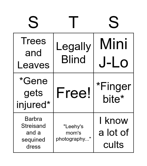 Wednesday Class Bingo Card