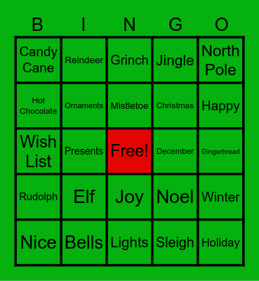 A Little Holiday Fun Bingo Card