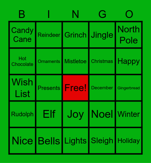 A Little Holiday Fun Bingo Card