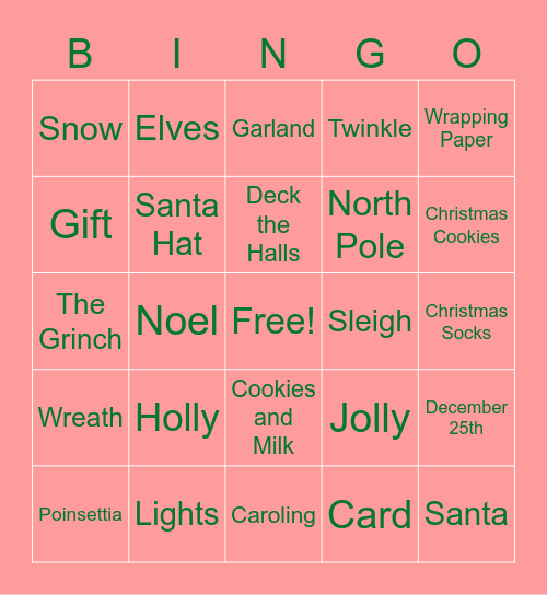 Christmas/Holiday Bingo Card