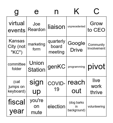 genKC Retreat Bingo Card