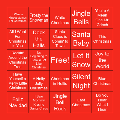 CHRISTMAS SONGS Bingo Card