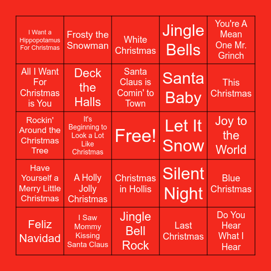 CHRISTMAS SONGS Bingo Card