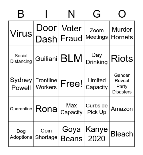 2020 Christmas Bingo Card