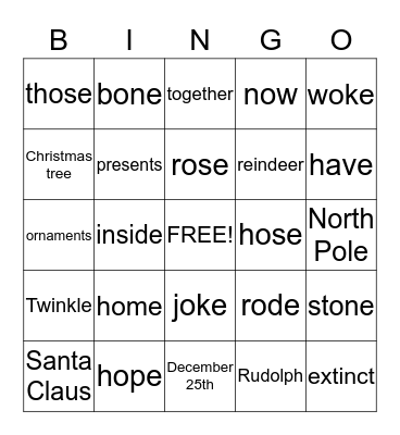 Mrs. Masiello's Bingo Card