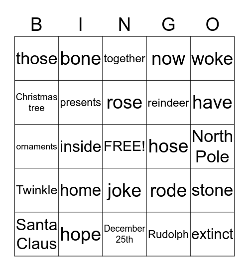 Mrs. Masiello's Bingo Card