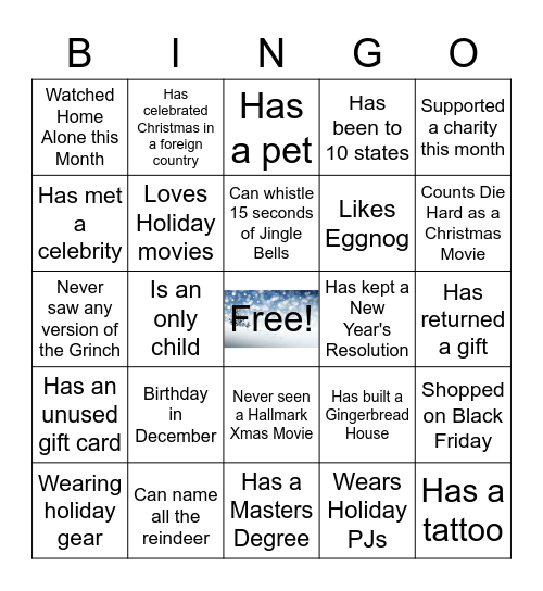Holiday Party 2020 Bingo Card
