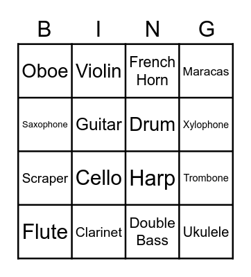 Instruments of the Orchestra Bingo Card