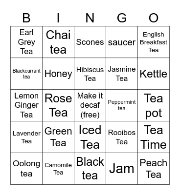 Carin's Six-TEA Bingo Card