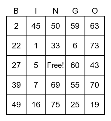 Je Bingo Card Bingo Card