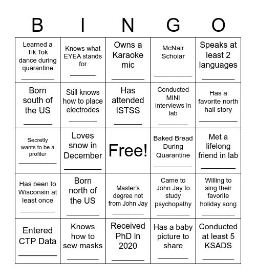 CASTL BINGO Card