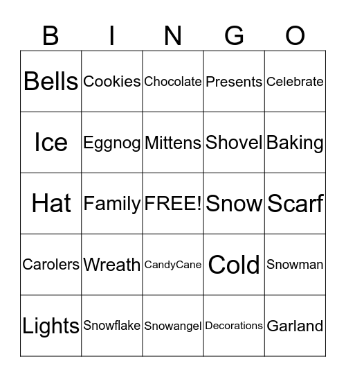 Holiday Bingo Card