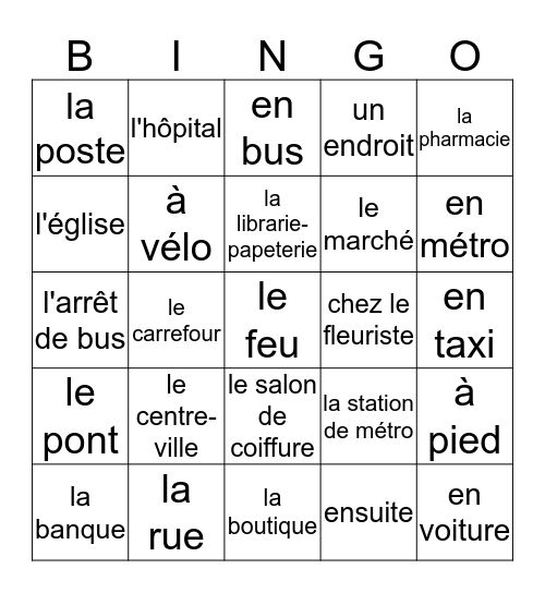 Fr 2- Le Centre- Ville  Bingo Card
