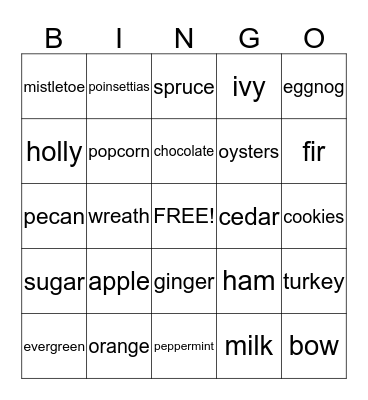 Christmas Agriculture Bingo Card