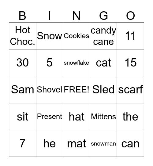 Mrs. Davison's Winter Wonderland Bingo Card