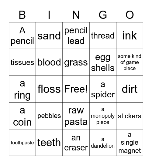 Things I've eaten Bingo Card