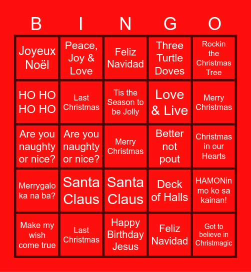 A HOLIDAY EVENT Bingo Card