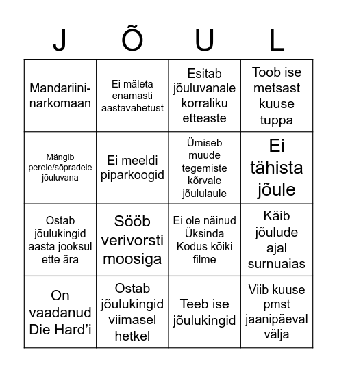 Jõulubingo Card