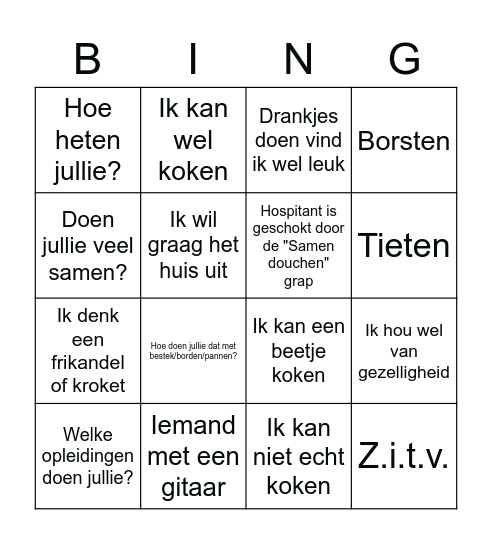 Hospitanten bingo Card