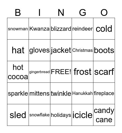 Winter time bingo Card