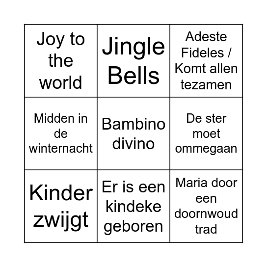 Kerstbingo Card